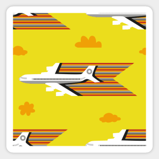 airplanes on lemon lime yellow seamless repeat pattern Sticker